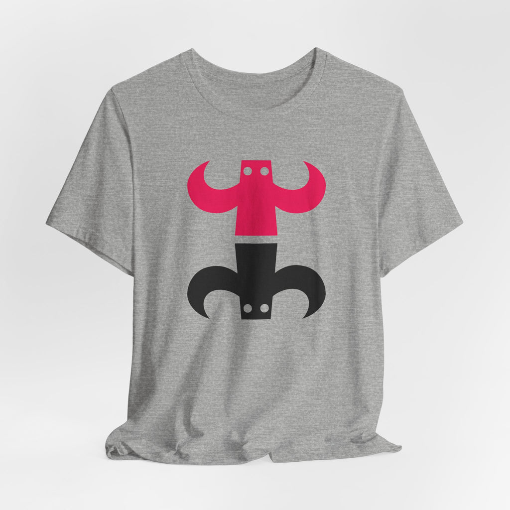 Camiseta gráfica de figuras minimalistas.