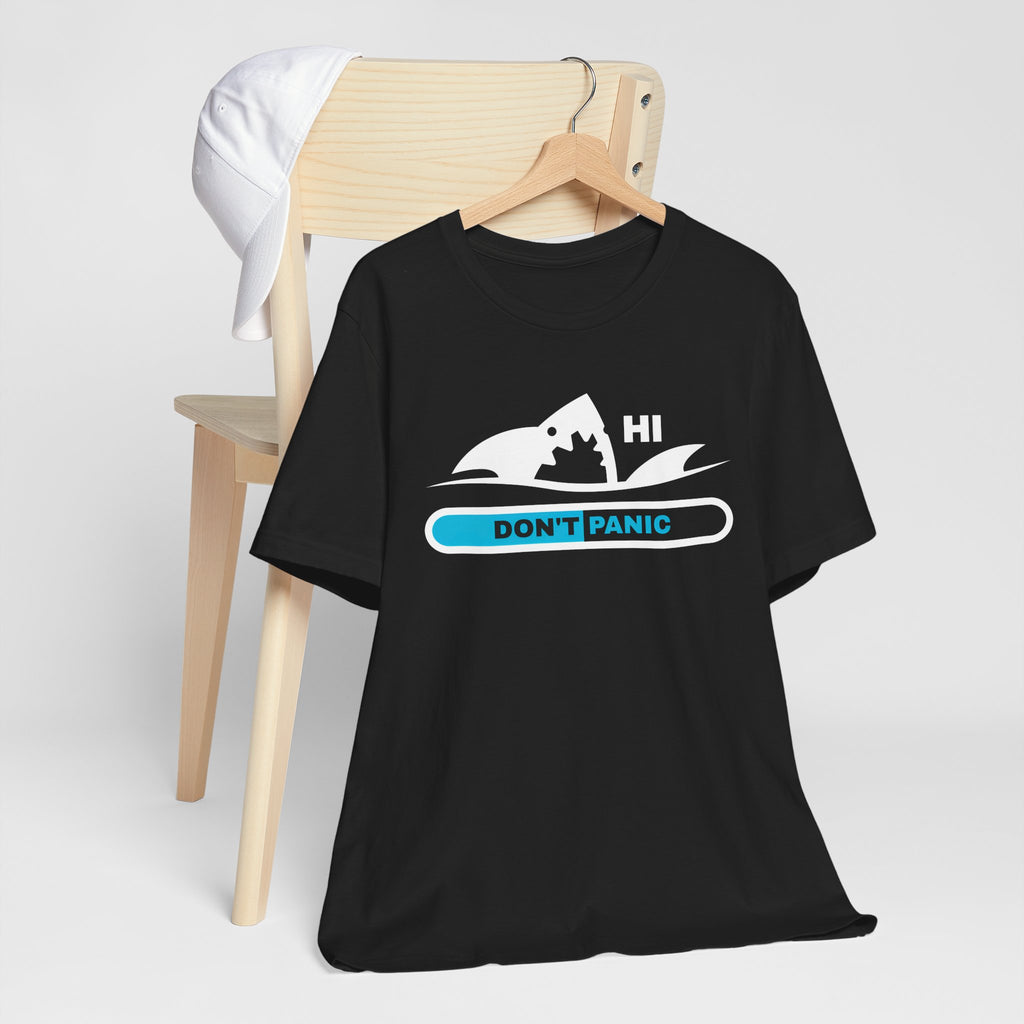 "Don't Panic" Shark Progress Bar Graphic T-Shirt.