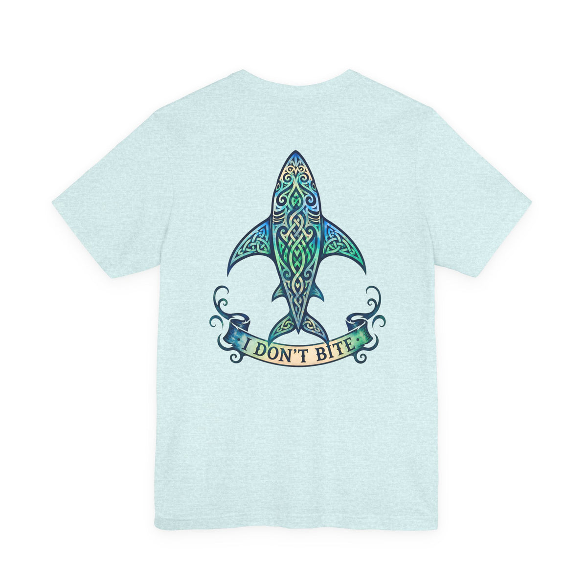 "I Don't Bite" Tribal Shark Graphic T-Shirt.
