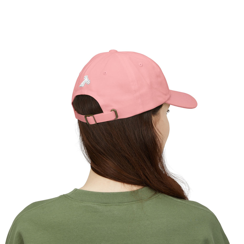 Motivational Fitness Hat with Dumbbell Graphic.