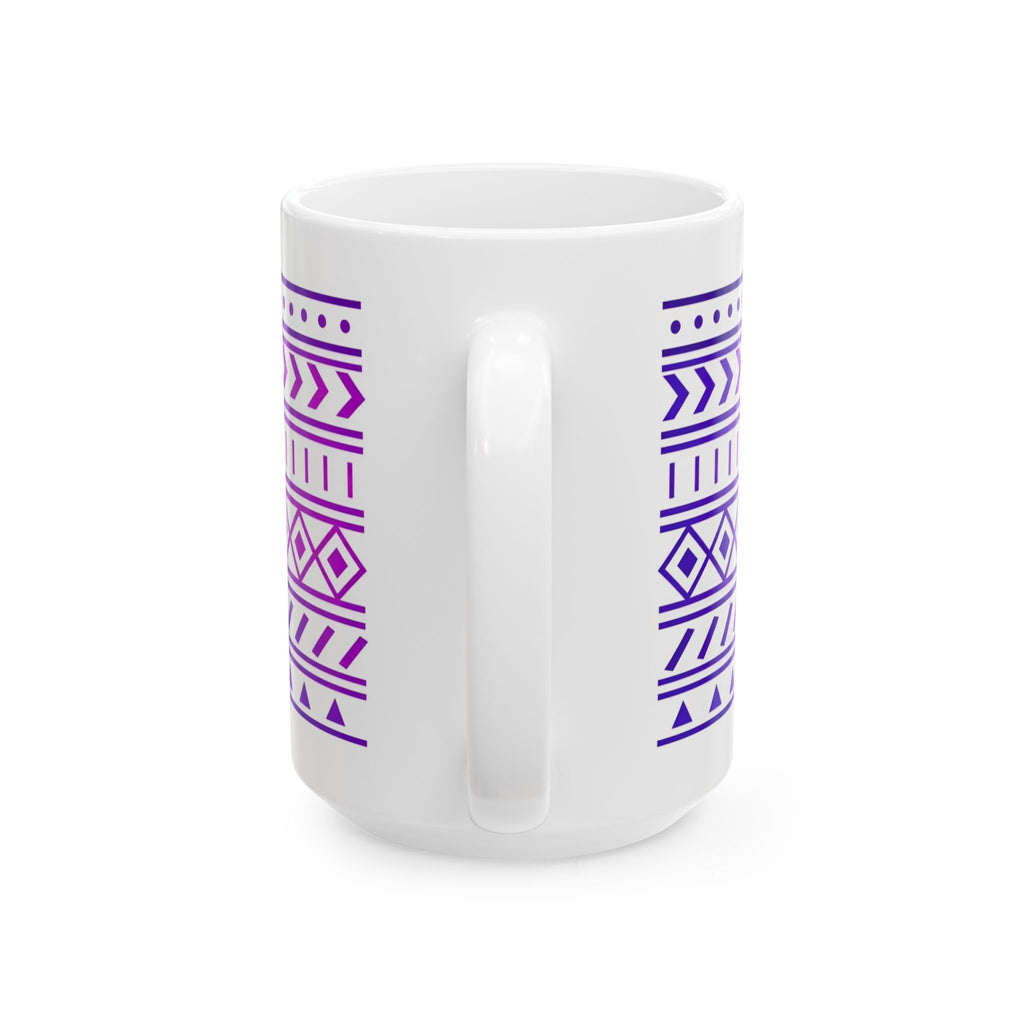 Purple Gradient Tribal Geometric Ceramic Mug (11oz, 15oz).