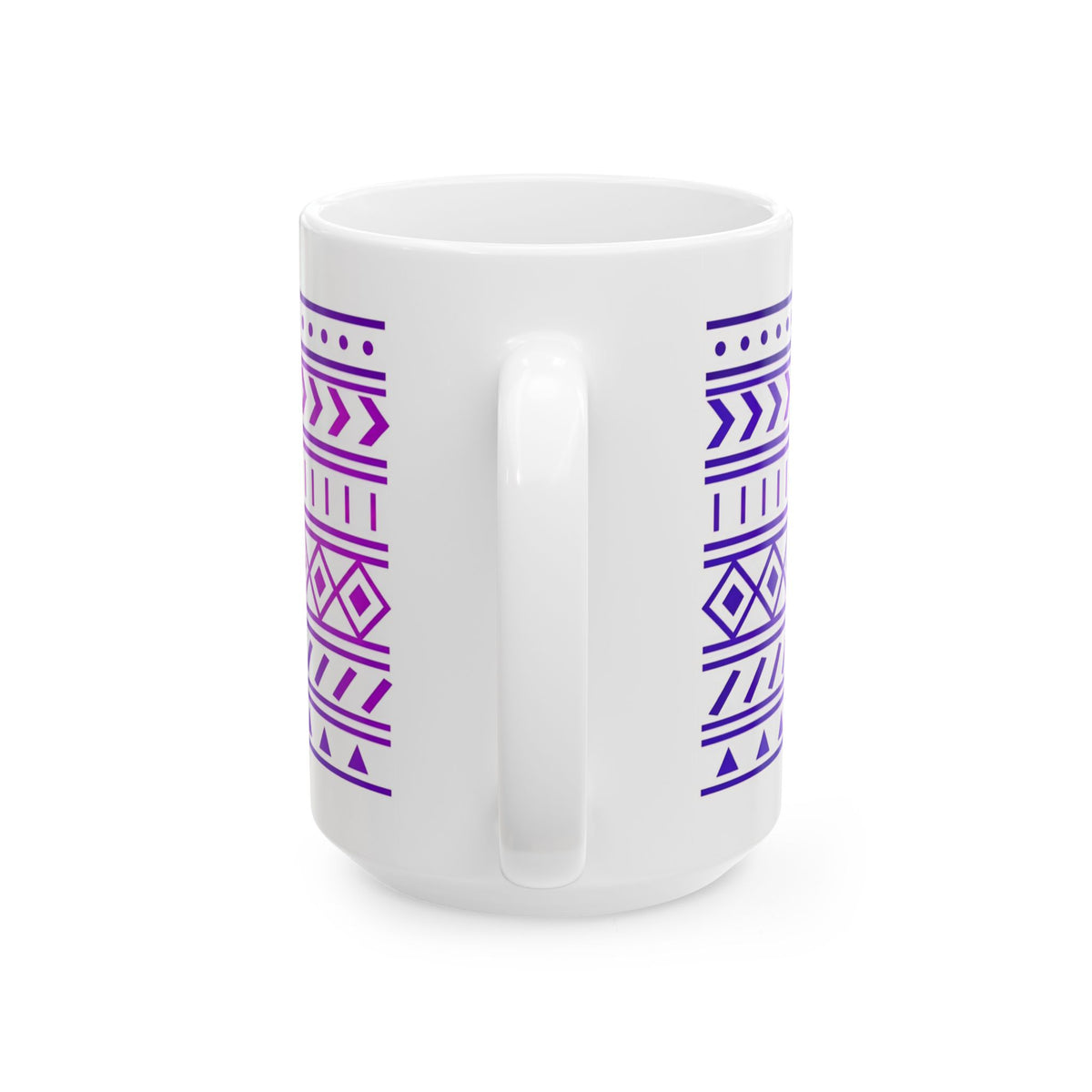 Purple Gradient Tribal Geometric Ceramic Mug (11oz, 15oz).