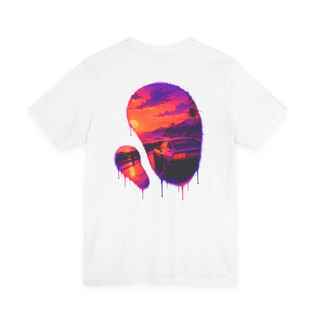 Neon Sunset Dripping Cityscape Graphic Tee.