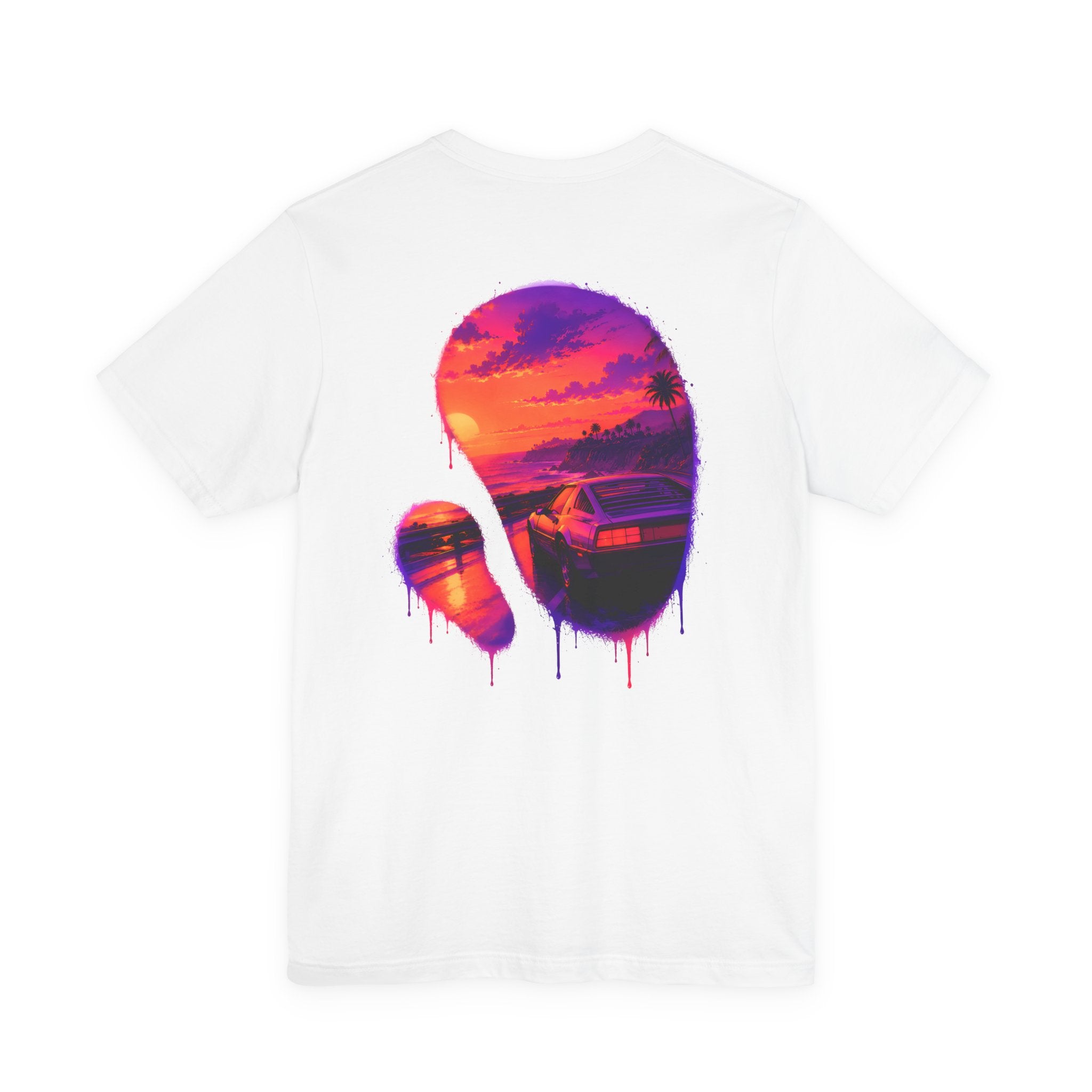 Neon Sunset Dripping Cityscape Graphic Tee.