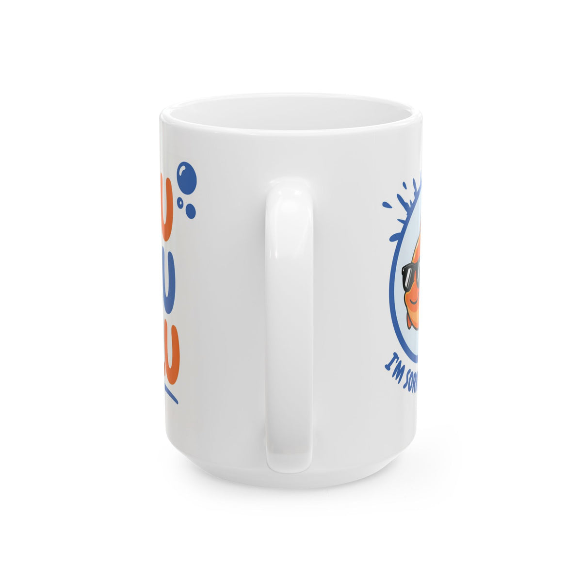 Cool Goldfish "Glu Glu Glu" Ceramic Mug (11oz, 15oz).