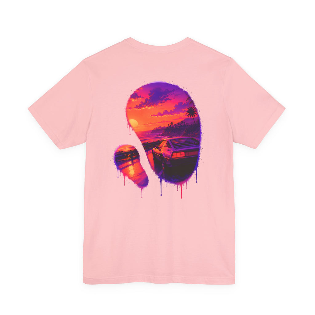 Neon Sunset Dripping Cityscape Graphic Tee.