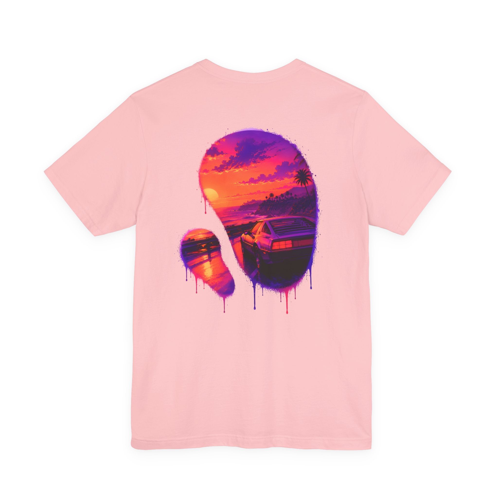 Neon Sunset Dripping Cityscape Graphic Tee.