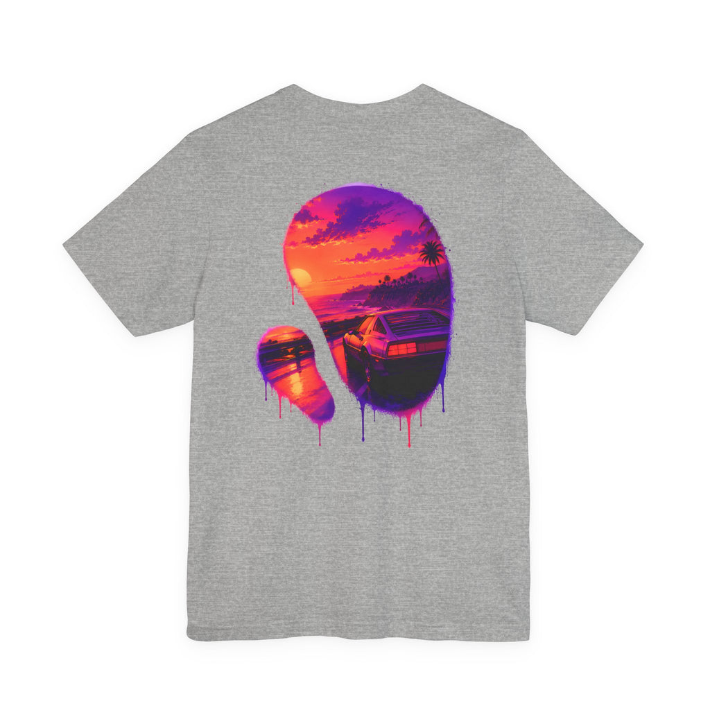 Neon Sunset Dripping Cityscape Graphic Tee.