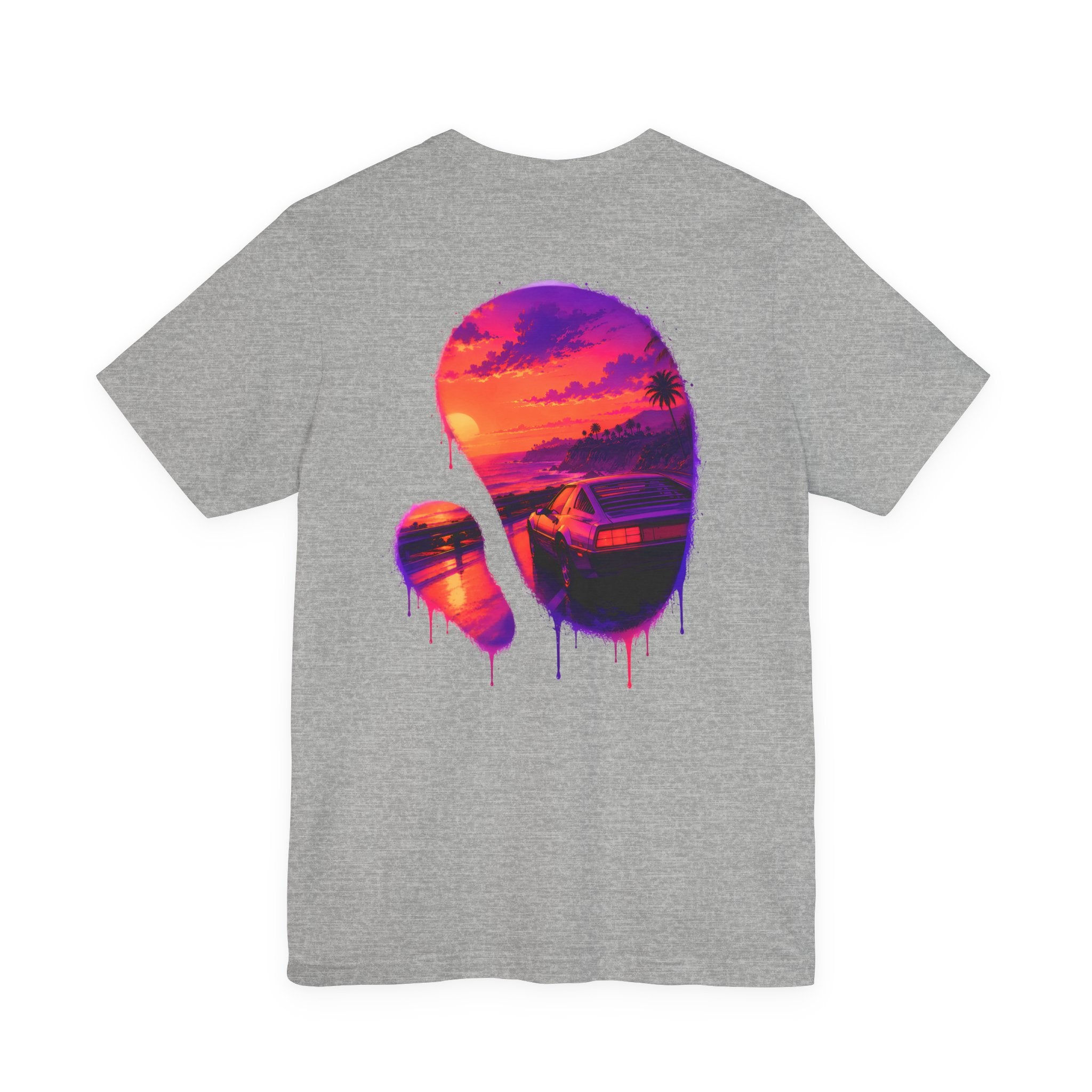 Neon Sunset Dripping Cityscape Graphic Tee.