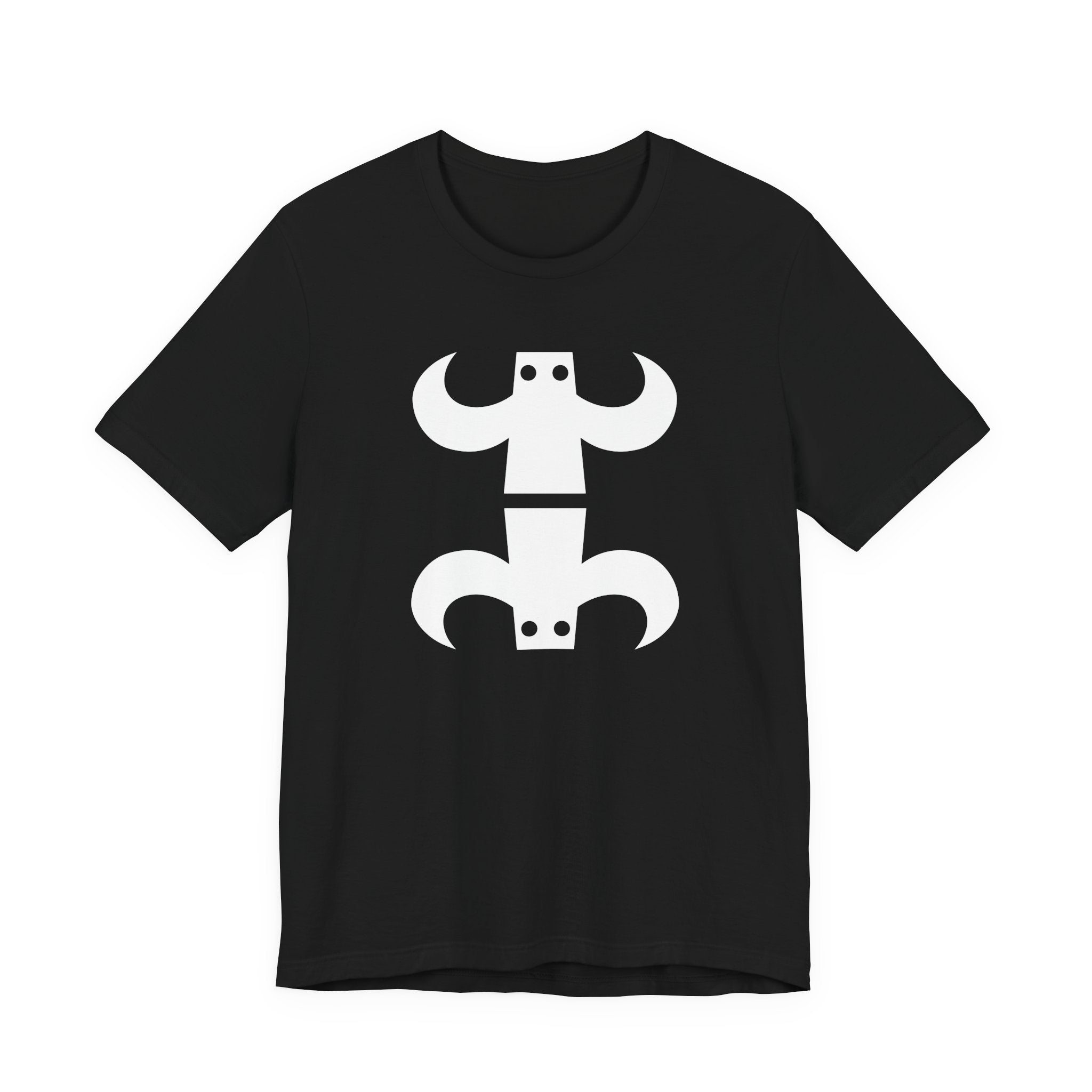 Camiseta gráfica de figuras minimalistas.