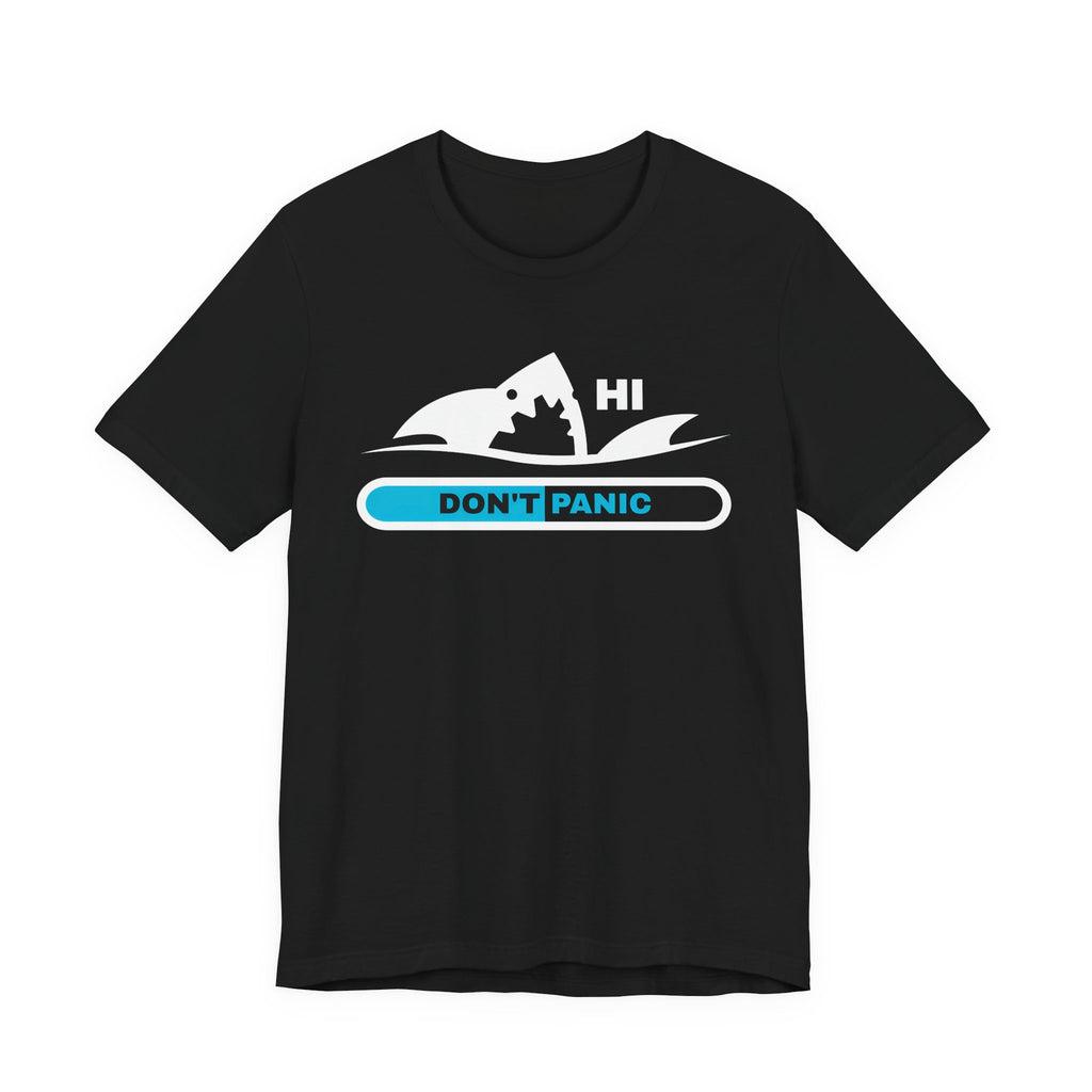 "Don't Panic" Shark Progress Bar Graphic T-Shirt.