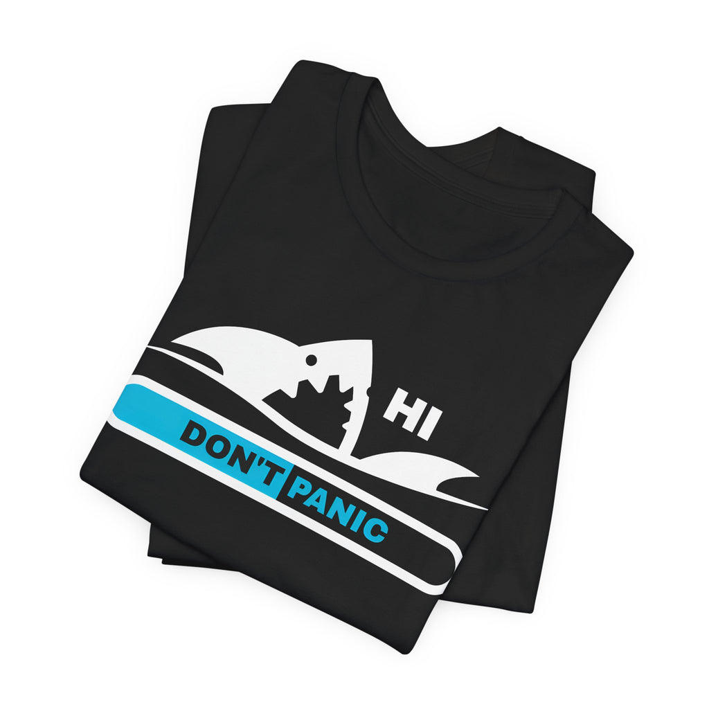 "Don't Panic" Shark Progress Bar Graphic T-Shirt.