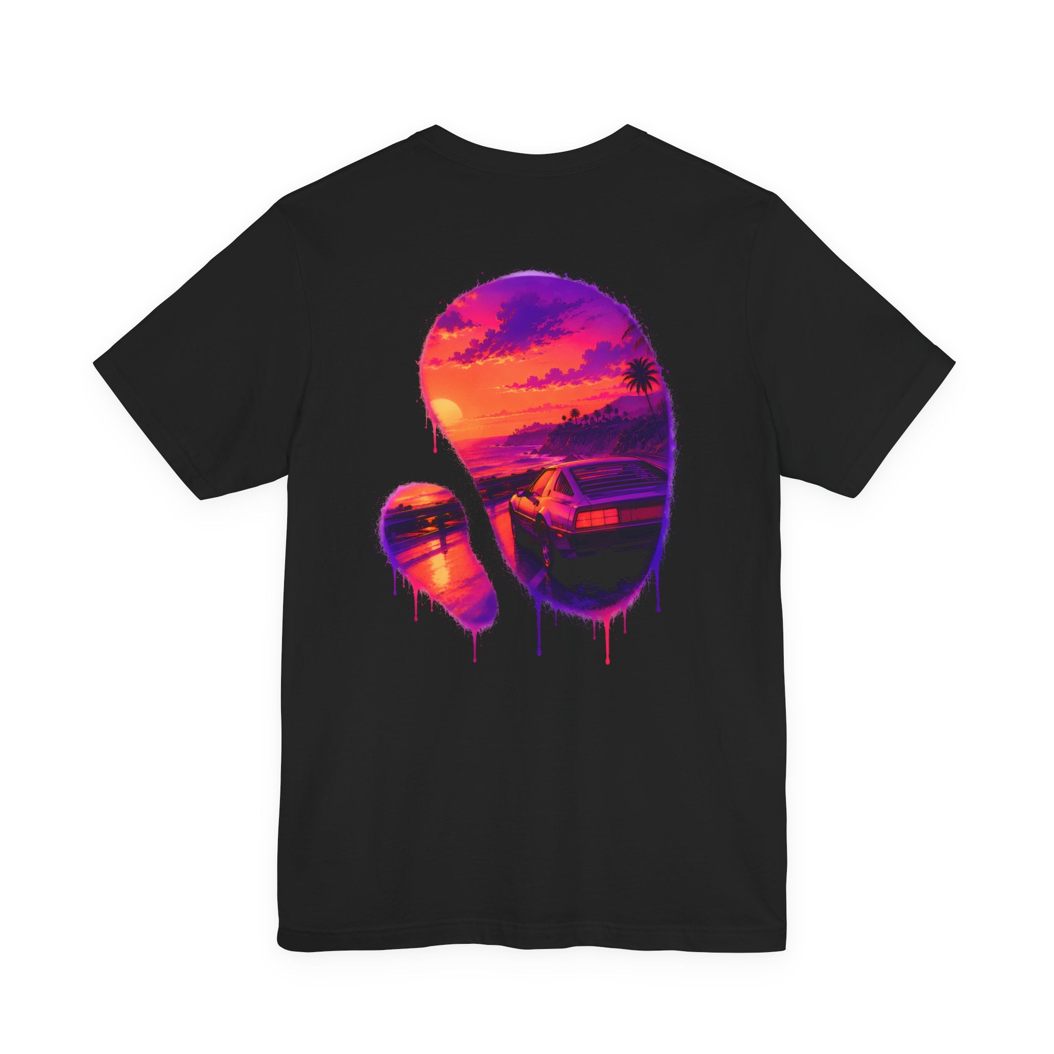 Neon Sunset Dripping Cityscape Graphic Tee.