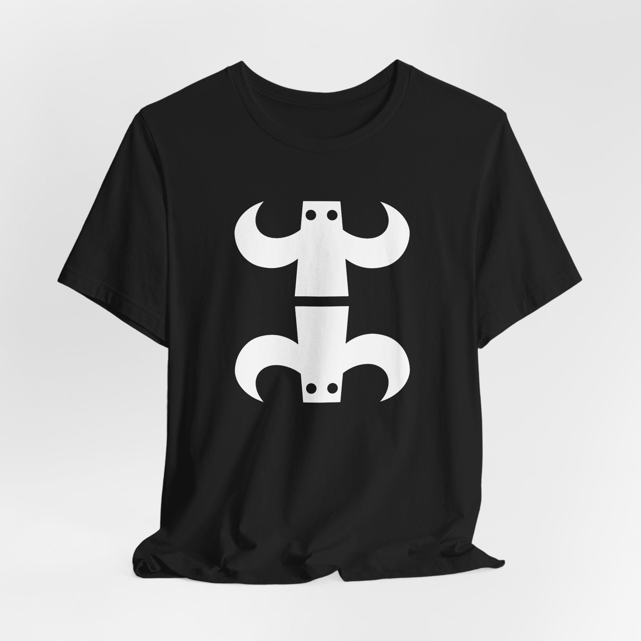 Camiseta gráfica de figuras minimalistas.