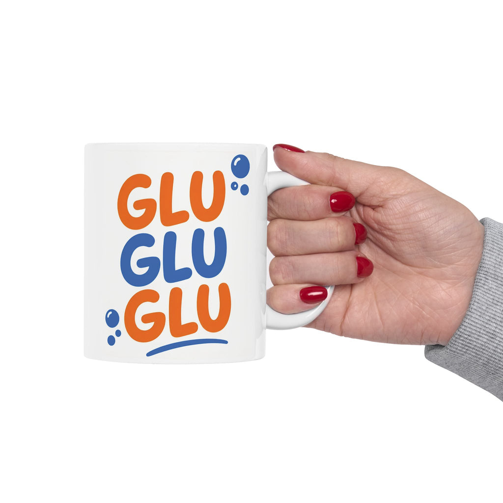 Cool Goldfish "Glu Glu Glu" Ceramic Mug (11oz, 15oz).