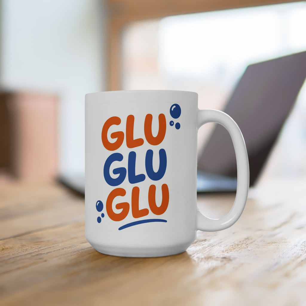 Cool Goldfish "Glu Glu Glu" Ceramic Mug (11oz, 15oz).