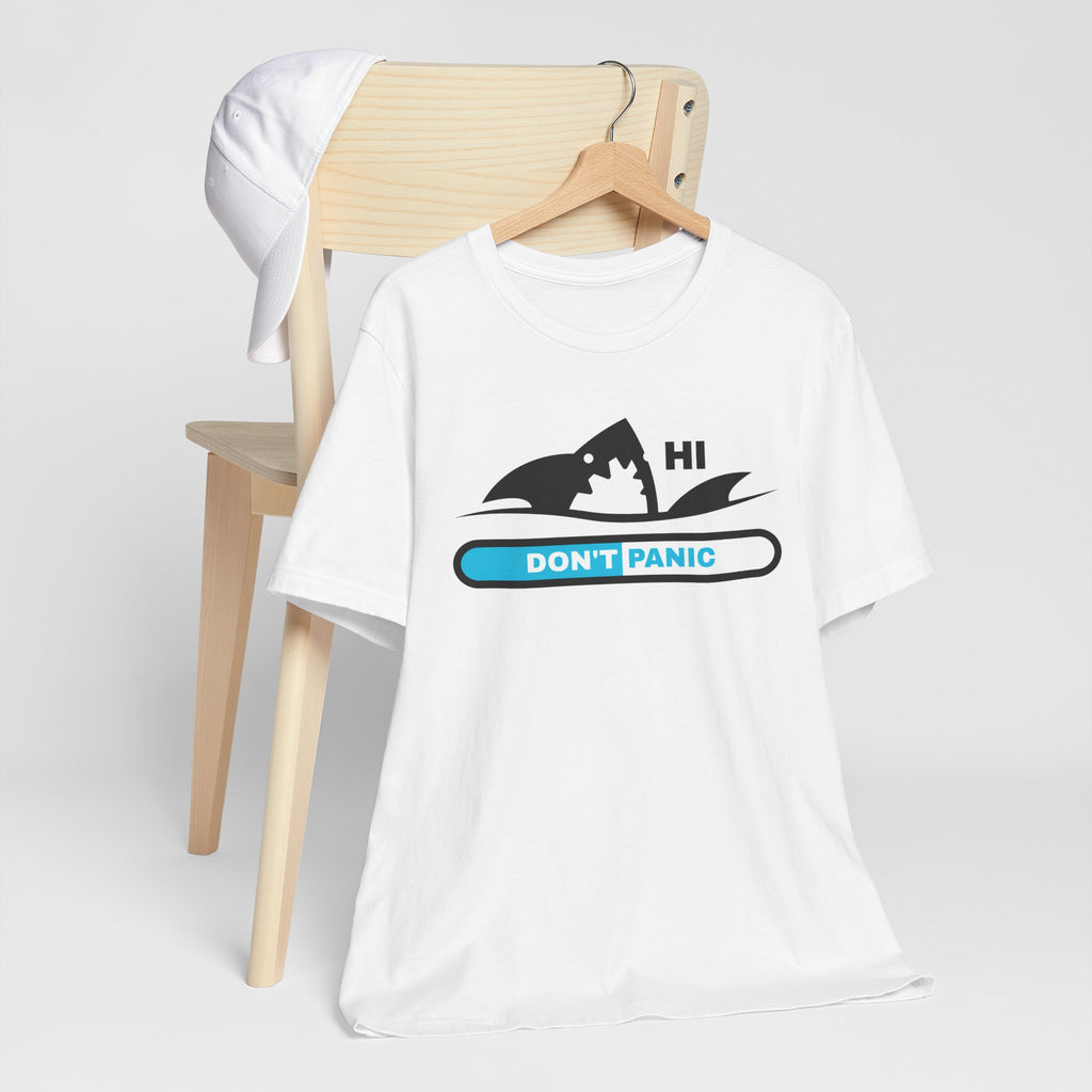 "Don't Panic" Shark Progress Bar Graphic T-Shirt.