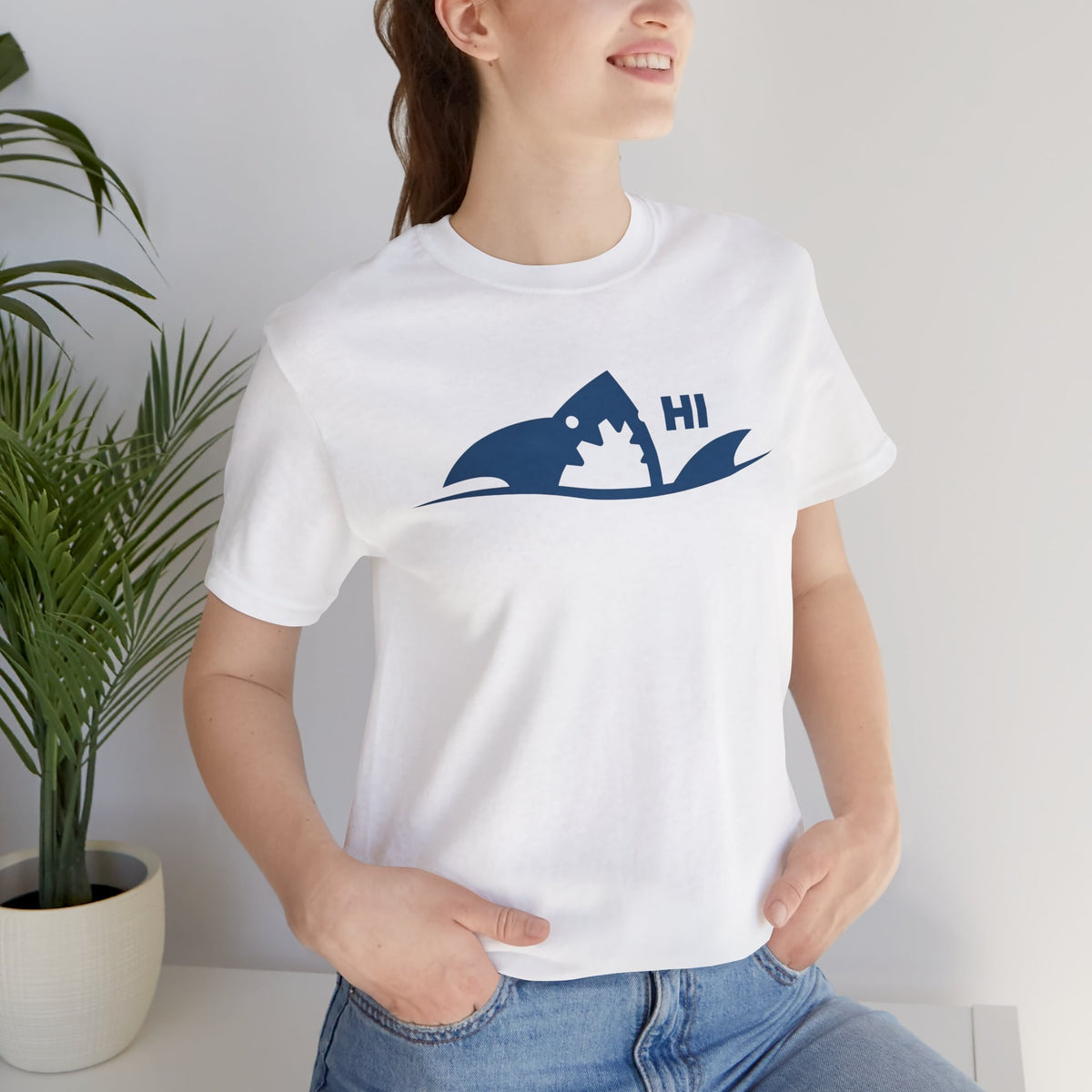 "I Don't Bite" Tribal Shark Graphic T-Shirt.