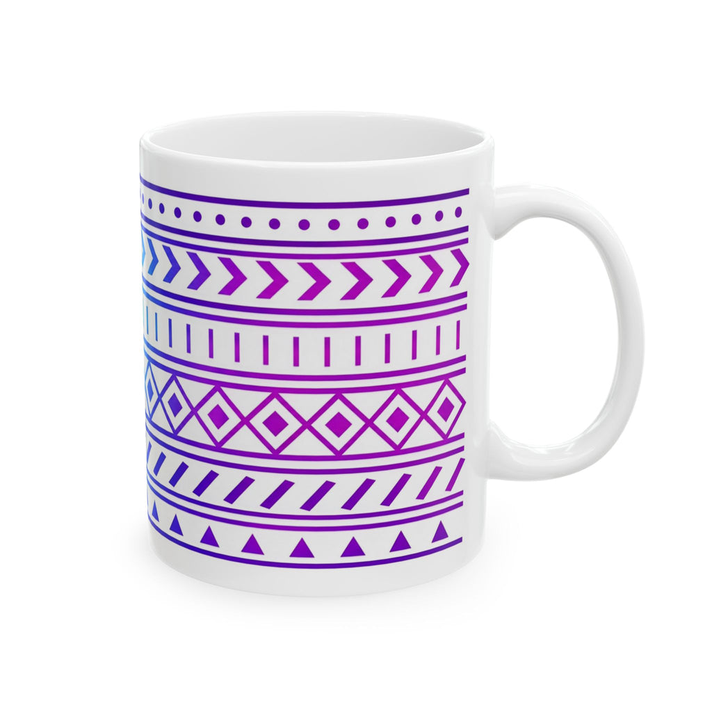 Purple Gradient Tribal Geometric Ceramic Mug (11oz, 15oz).