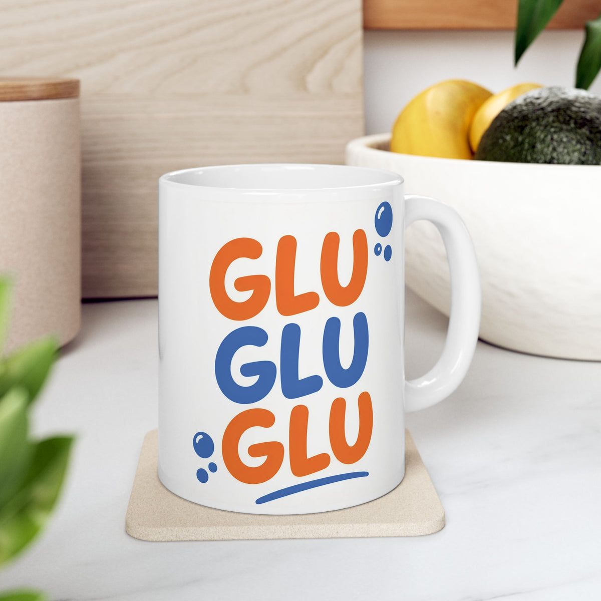 Cool Goldfish "Glu Glu Glu" Ceramic Mug (11oz, 15oz).