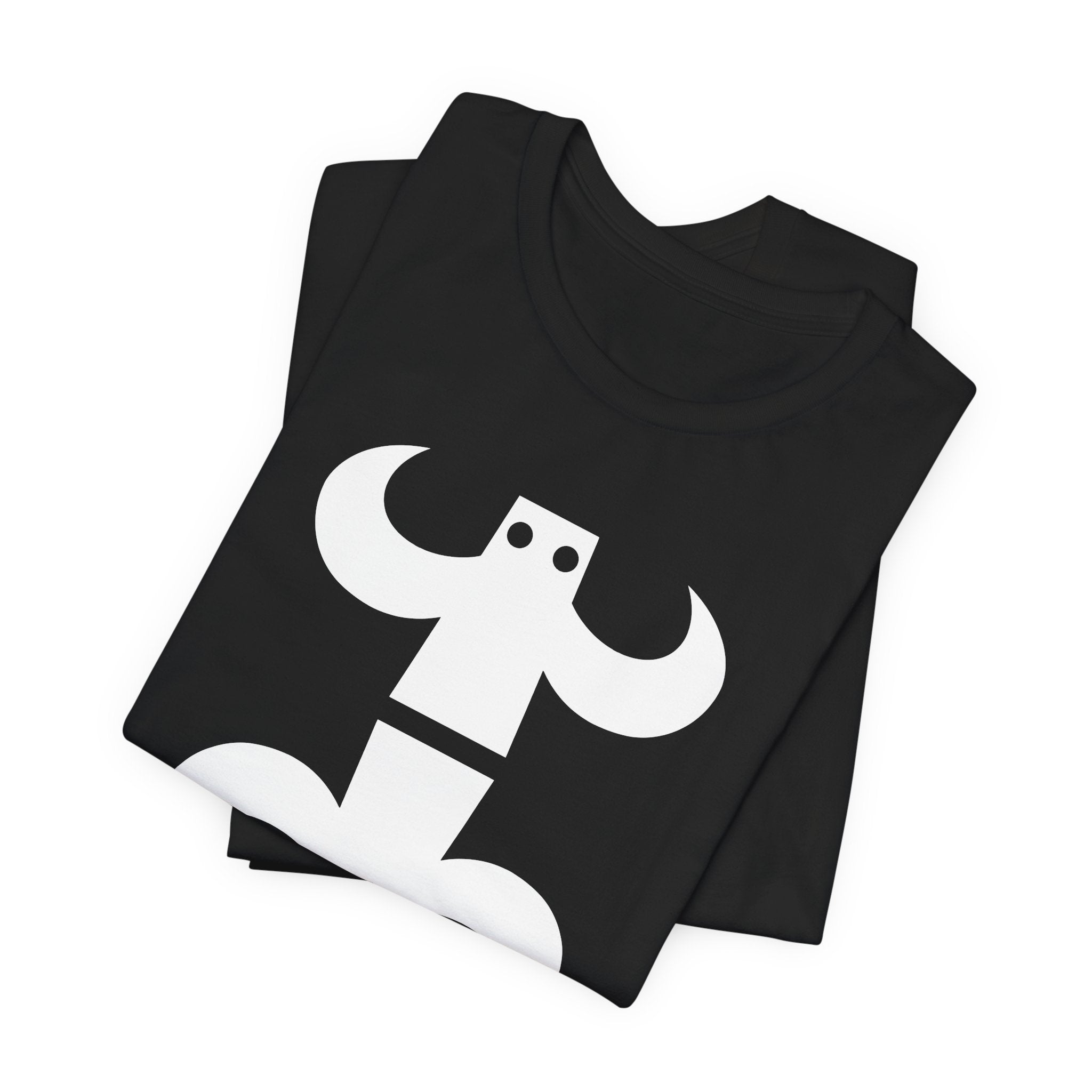 Camiseta gráfica de figuras minimalistas.