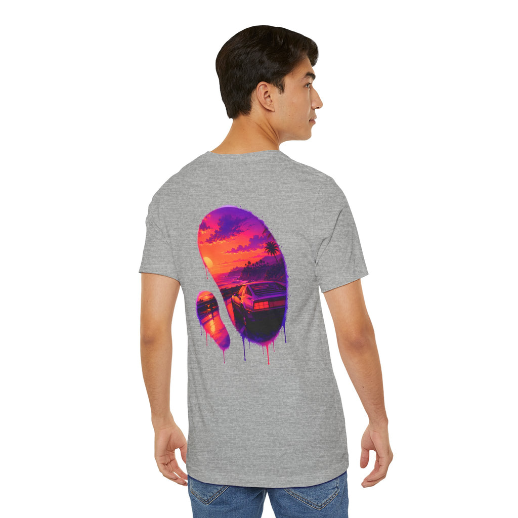 Neon Sunset Dripping Cityscape Graphic Tee.