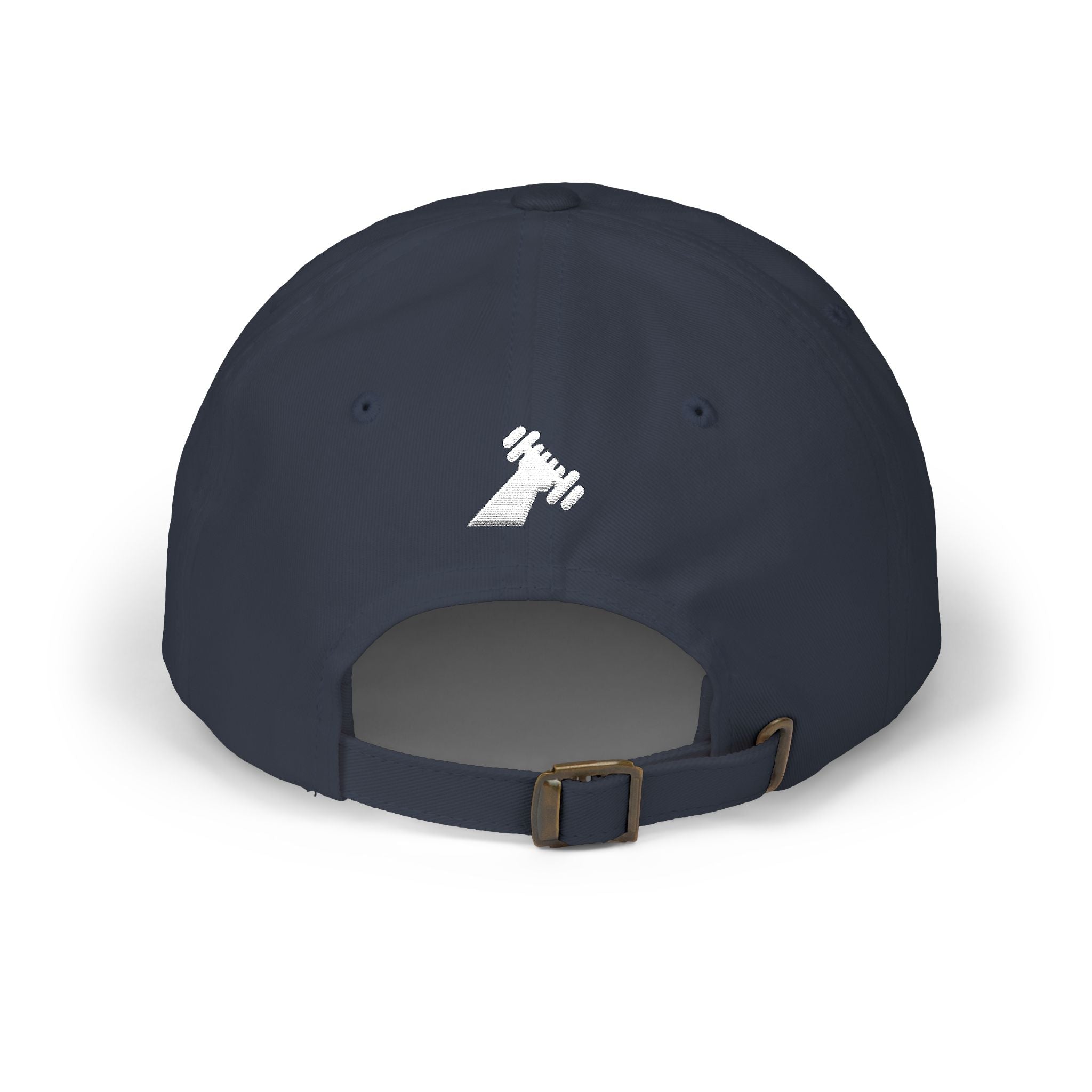 Motivational Fitness Hat with Dumbbell Graphic.