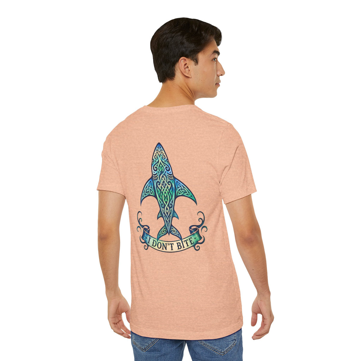 "I Don't Bite" Tribal Shark Graphic T-Shirt.