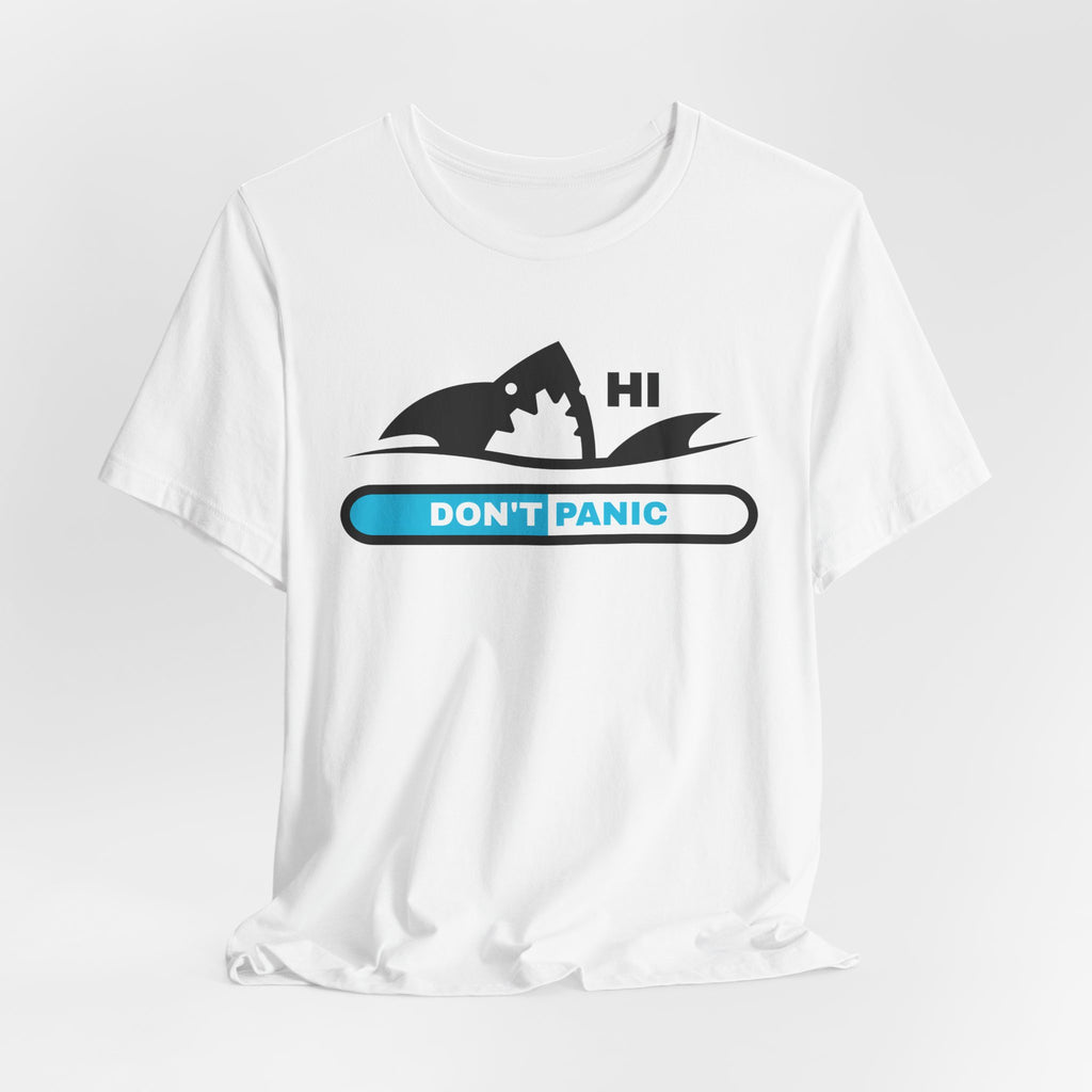 "Don't Panic" Shark Progress Bar Graphic T-Shirt.