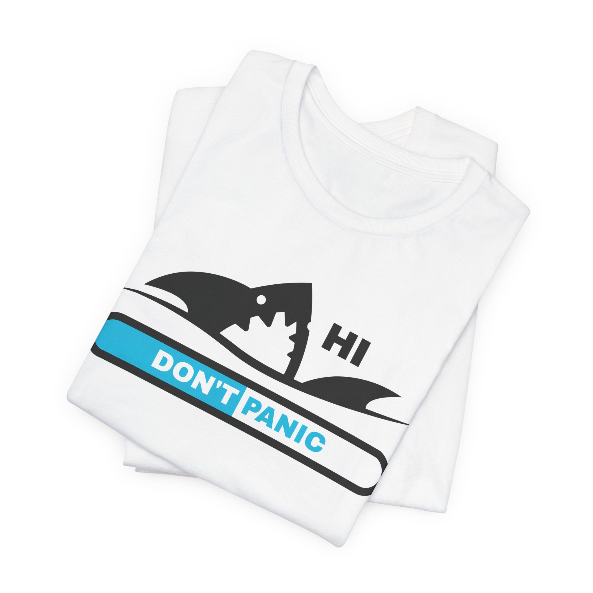 "Don't Panic" Shark Progress Bar Graphic T-Shirt.