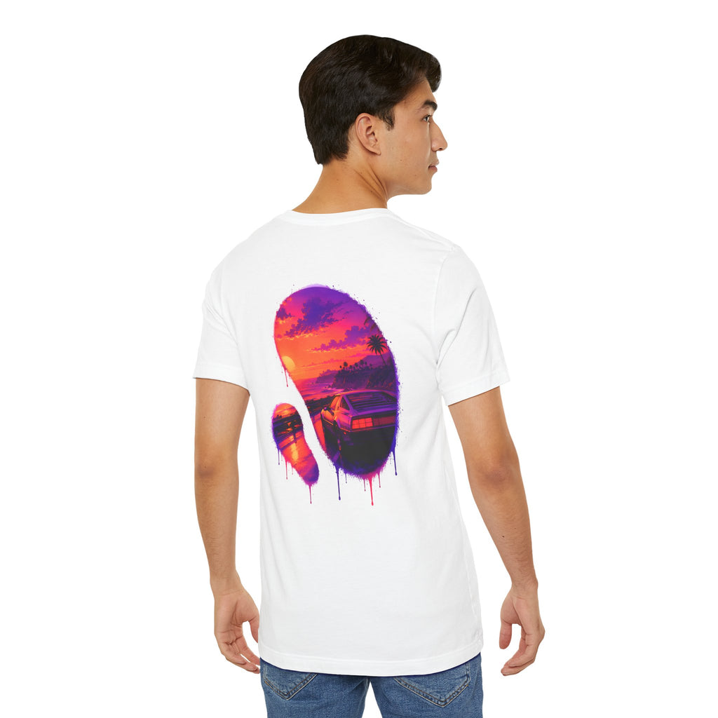 Neon Sunset Dripping Cityscape Graphic Tee.