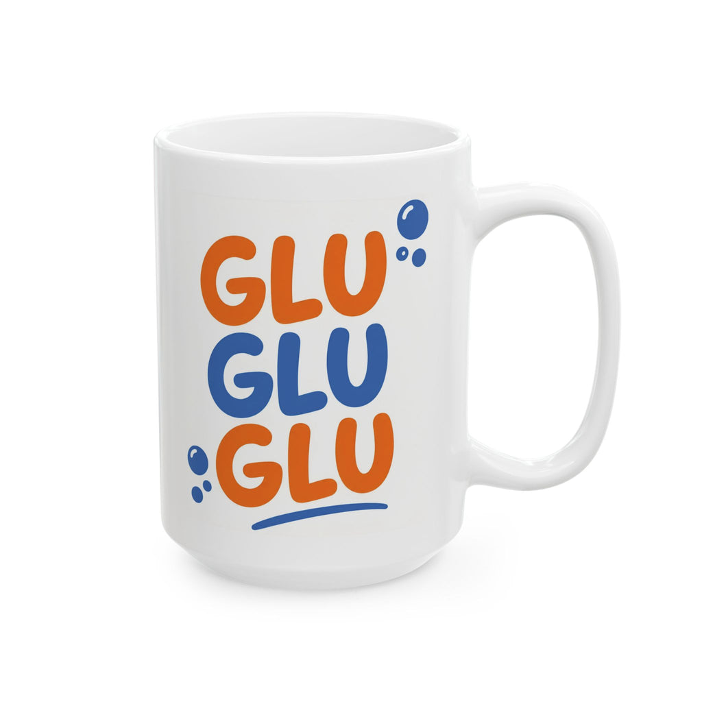 Cool Goldfish "Glu Glu Glu" Ceramic Mug (11oz, 15oz).