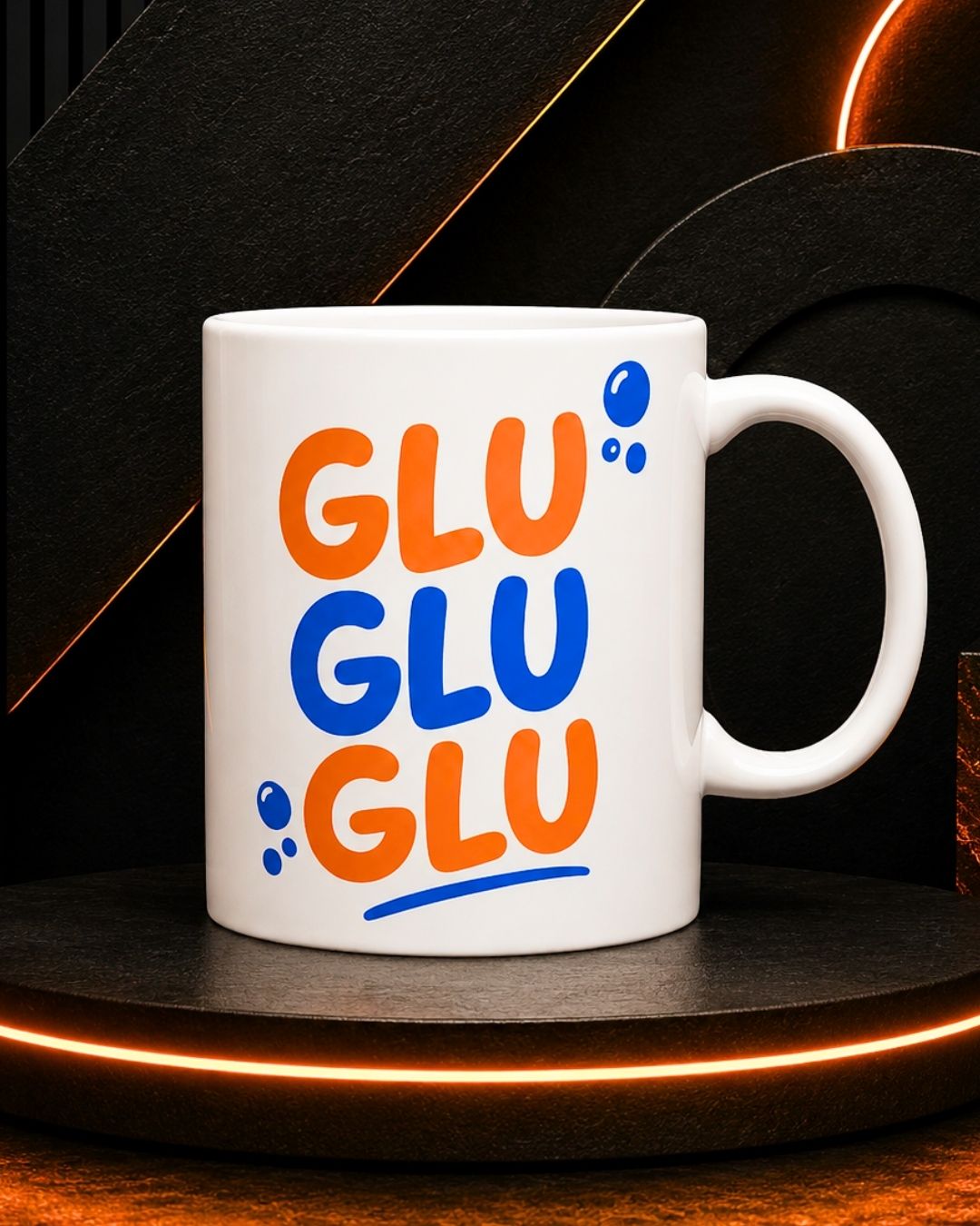 Cool Goldfish "Glu Glu Glu" Ceramic Mug (11oz, 15oz).