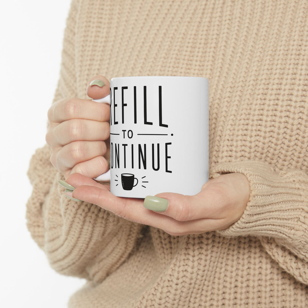 "Refill to Continue" Funny Energy Meter Ceramic Mug (11oz, 15oz).