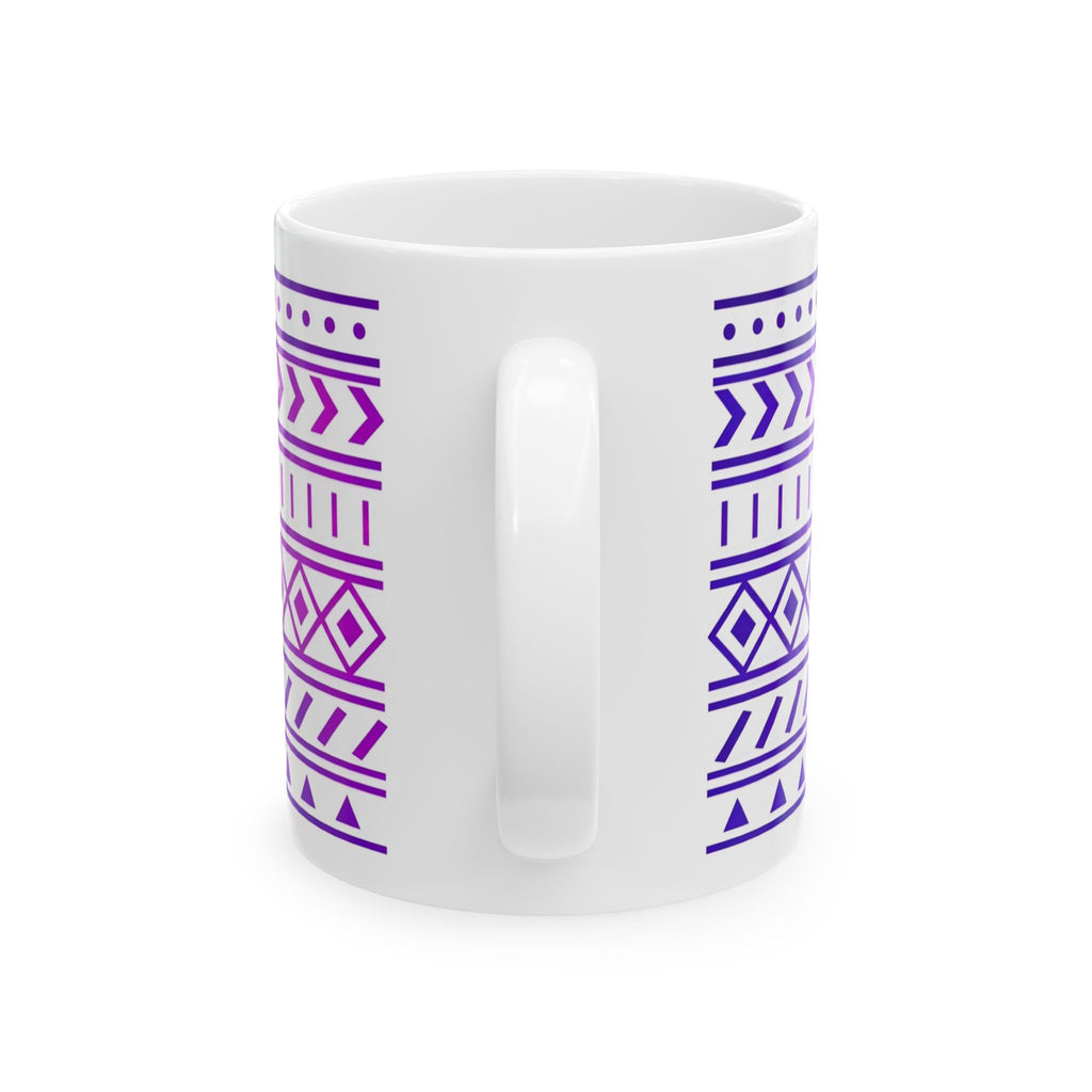Purple Gradient Tribal Geometric Ceramic Mug (11oz, 15oz).
