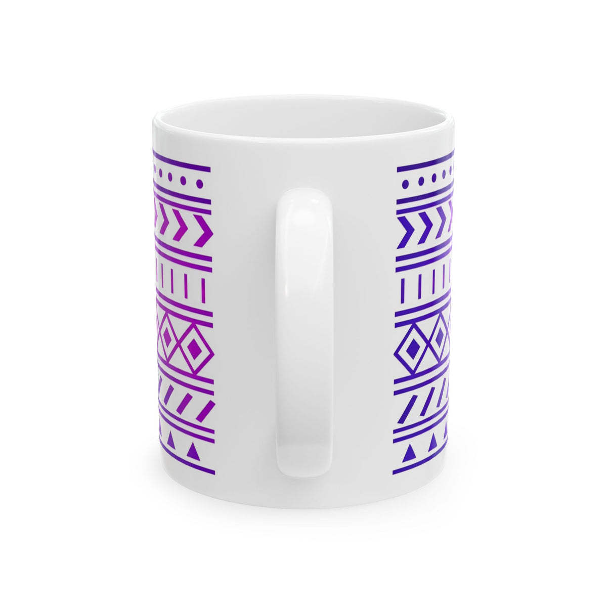 Purple Gradient Tribal Geometric Ceramic Mug (11oz, 15oz).