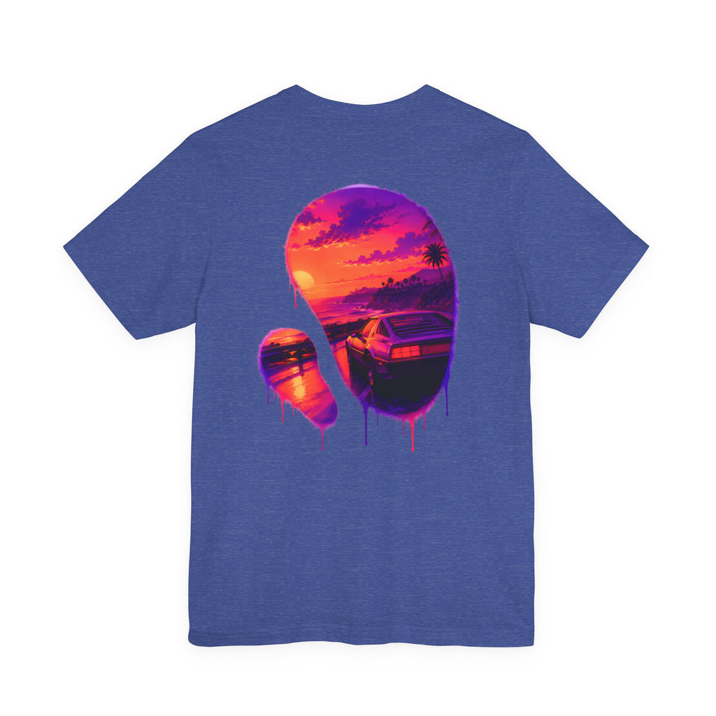 Neon Sunset Dripping Cityscape Graphic Tee.