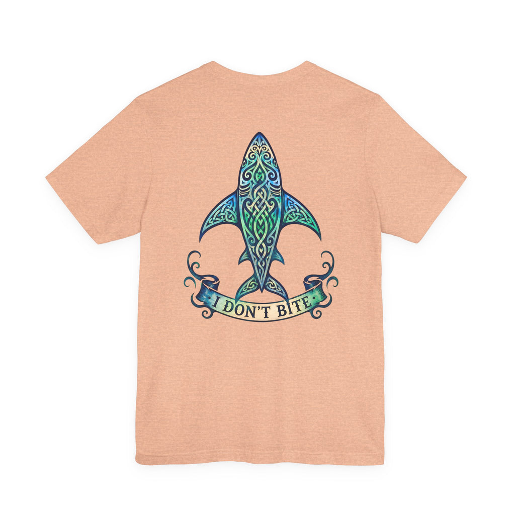 "I Don't Bite" Tribal Shark Graphic T-Shirt.